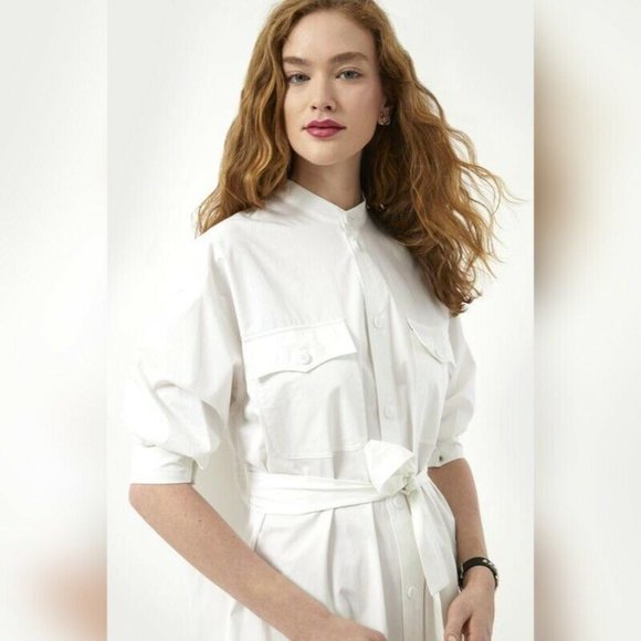 REBECCA MINKOFF White Kassidy Midi Shirt Dress - Picture 3 of 7